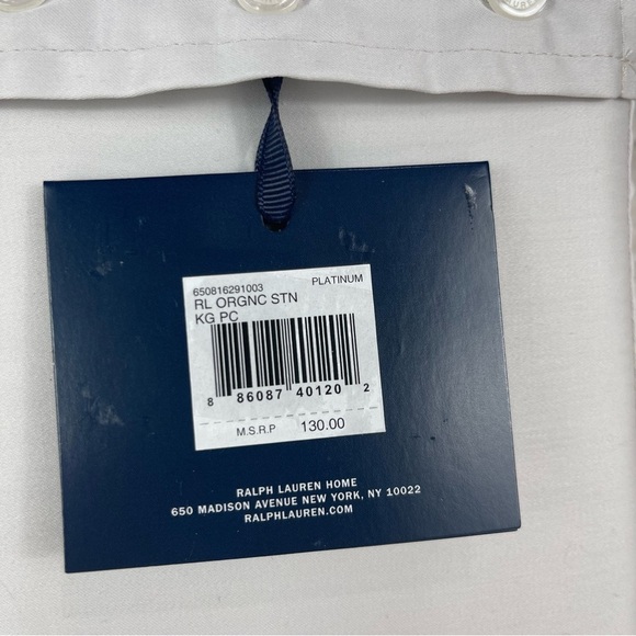 Ralph Lauren Organic Sateen Cotton King Pillowcase Set (2) Platinum $130 NWT - Picture 7 of 10